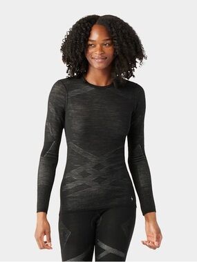 Smartwool Women’s Intraknit Thermal Merino Base Layer Crew Black Size Large